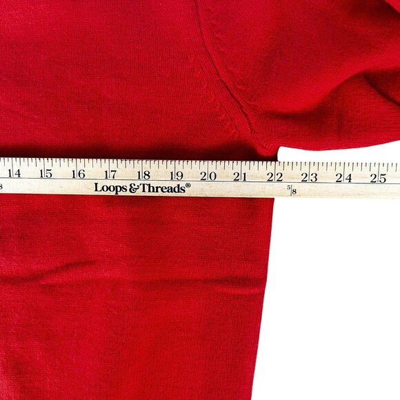 Sweater Mens XL Red V Neck Rib Knit Pullover Long Sleeve Classic Warm - Picture 4 of 5